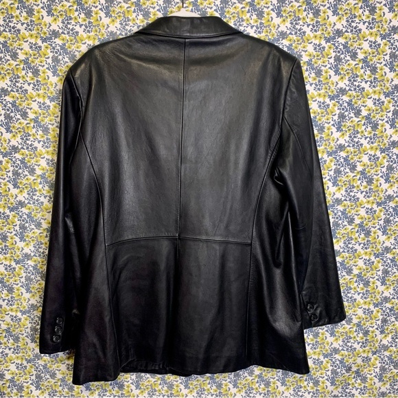Vintage 90's Black Preston & York Lambskin Leather Jacket - Picture 4 of 5